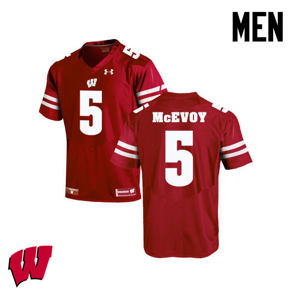 Wisconsin Badgers Men's #5 Tanner McEvoy NCAA Under Armour Authentic Red College Stitched Football Jersey OG40G71CV